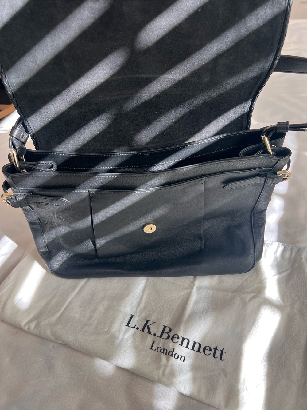 LK Bennett Black Leather Shoulder Bag with Braided Tassel with storage bag - Picture 14 of 15